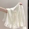 Blusa de Encaje Hueco con Cuello en V Otoño 2026 Camisa de Manga Larga con Volantes para Mujer