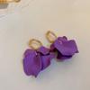 Agulha de prata vintage roxo diamante flor coração borla brincos moda feminina brincos doces brincos de alta qualidade atacado