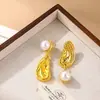 Pendientes de Perla Exagerados Incrustados con Diamantes Europeos y Americanos, Pendientes de Moda y Versátiles Transfronterizos, Pendientes Elegantes, Sensación de Lujo Ligero y Gama Alta para Mujeres