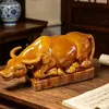 Figura de Vaca Deitada em Cerâmica Tang Sancai Feng Shui Decoração de Casa Prateleira Antiga Mesa de Chá Banheiro Sala de Estar Zodíaco Vaca Cerâmica Artesanato