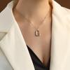 Pendientes de oro de 18 quilates con cadena de clavícula y collar cuadrado geométrico de estilo francés Marka