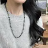 Corrente de Lã com Contas de Cristal Lapidado Klein Azul Otimizada Corrente de Pescoço Empilhável Elegante de Luxo Leve Nicho Moda Outono e Inverno