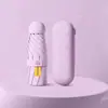 Sombrilla Plegable de Cápsula Protección Solar Protección UV Sombrilla para Mujer Doble Uso Sol y Lluvia Sombrilla Parasol Ultra-ligera Cinco Pliegues Bolsillo Pequeño
