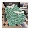 Conjunto Esportivo Casual Listrado Estilo College 200 Jin Feminino Verão Solto Camiseta de Manga Curta Shorts Conjunto de Duas Peças para Estudante