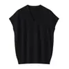 Chaleco de Punto de Lana Acetato Nuevo Primavera y Otoño Cuello en V Color Sólido Sin Mangas Holgado Jersey Camiseta Base Superior