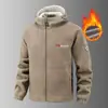 Chamarra de polar con capucha para hombre, sudadera para deportes de otoño e invierno, cárdigan holgado, chamarra de polar cálida con cuello alto