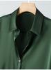 Camisa de seda pesada feminina primavera nova camisa de seda de amoreira de manga comprida com lapela drapeada solta elegante top
