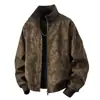 Nueva chaqueta de hombre estilo americano, chaqueta de cuero texturizado, chaqueta de hombre con cuello de béisbol, abrigo casual de hombre, top casual de trabajo para hombre