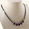 Collar Clavícula de Espinela Negra y Amatista, Moderno para el Trabajo, Ajustable, Diseño Original, Nuevo Collar Popular para Mujer en Línea