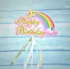 Tarjeta de Pastel de Cumpleaños Arcoíris Inserto de Bandera Láser Letras Felices Adornos Decorativos Fiesta Escena de Celebridad en Línea