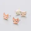 Pendientes de Gato Estilo Coreano Moda para Mujer Pequeños Frescos Corazón de Niña Joyería para Estudiantes Pendientes Sencillos Pequeños de Gato con Gota de Pegamento
