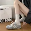 Zapatillas de Entrenamiento Alemanas Versátiles de Suela Gruesa para Mujer, Moda Otoño 2026 Estilo Simple Retro con Cordones Bloque de Color Suela Suave Zapatos Deportivos Casuales