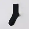Meias oversized tamanho 40-50, meias da moda estilo coreano de algodão penteado para primavera e outono, meias cano alto de cor sólida, meias de cano médio para estudantes de outono e inverno