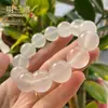 Pulseira de Ágata Calcedônia Natural Roxo Imperial Roxo Gelo Translúcido Ágata Vermelha Pulseira de Cor Pura Contas Redondas Brancas Homens e Mulheres