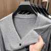 Cárdigan de punto, abrigo grueso de manga larga, suéter para otoño e invierno, estilo old money, cuello en V, suéter cálido, corte holgado para hombre
