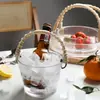 Cesta de Fruta de Vidrio Tejida de Ratán Hecha a Mano Japonesa Plato de Fruta para Sala de Estar en Casa Plato de Fruta Seca Plato de Bocadillos para el Té Cubo de Hielo Venta al por Mayor