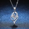 Colar de Joias de Cobre Prateado Pingente de Moissanita em Forma de Coração Corrente de Clavícula Feminina Joias da Moda Atacado Colar de Diamante Moissanita
