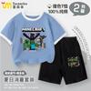 Conjunto de Verano de Algodón con Bloques de Color para Niños de Minecraft - Camiseta de Manga Corta y Shorts de Dos Piezas
