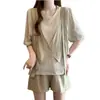 Moda Femenina Tallas Grandes Verano 2026, Camiseta y Pantalones de Pierna Ancha Falsos de Dos Piezas Estilo Chanel, Conjunto Casual Adelgazante de Dos Piezas