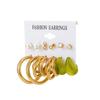 Conjunto de brincos de pérola borboleta transfronteiriços combinação brincos geométricos de metal exagerados europeus e americanos brincos de personalidade da moda para mulheres