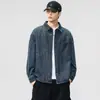 Camisa de Mezclilla Clásica Retro Americana Ropa de Trabajo para Hombre Manga Larga Otoño 2025 Holgada Solapa Chaqueta Casual Moderna