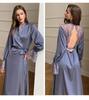 Pijama de Cetim Estilo Francês Wenhua para Mulheres, Primavera e Verão Fino Seda Gelada Renda Costura Elegante Sem Costas Roupa de Casa 2700 Casual