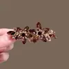 Exquisito y Elegante Pasador de Flor de Cristal para Mujer, Estilo Nuevo con un Toque de Lujo, Pinza de Resorte para Cabello Semirecogido, Pinza Horizontal para la Parte Posterior de la Cabeza