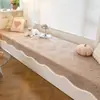 Tapete para Bay Window de Pelúcia Cor Creme com Textura de Borboleta, Tapete Espesso de Pelúcia com Formato Irregular para Soleira de Janela de Varanda Antiderrapante para o Inverno