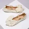 Comercio Exterior Nuevo Tallas Grandes Hebilla Metálica Escote Bajo Zapatos de Una Sola Pieza Mujer 2026 Otoño Superficie de Tela Lazo Perla Cuatro Estaciones Zapatos de Trabajo