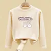 Roupa térmica feminina com forro de fleece, novo estilo outono e inverno 2026, segunda pele infantil de manga comprida, camiseta interna escovada para meninas