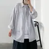 Camisa de Manga Larga a Rayas para Hombre Otoño Sentido del Diseño Camisa Guapo Rebelde Estilo Hong Kong Tendencia Ins Ropa de Abrigo Japonesa Dropshipping