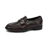 Weiwei Girl 6288-3 Estilo Old Money Mocasines Plisados para Mujer Slip-ons de Moneda Dorada Textura de Piel de Anguila Elegantes Zapatos Pequeños de Cuero