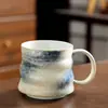 Taza de café de cerámica exclusiva transfronteriza 360 ml, taza de té de la tarde estilo vintage wabi-sabi cocida en horno, taza de agua de cerámica rústica