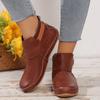 Botas femininas Martin plus size Botas de couro envernizado com velcro Botas curtas casuais de outono e inverno femininas Botas femininas baixas com zíper