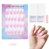 24 Peças de Unhas Postiças Usáveis para Adultos Produtos Acabados Transfronteiriços Patches de Manicure de Alta Qualidade Manicure Amêndoa Removível Atacado