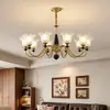 Candelabro Retro Francés de Cobre Completo para Sala de Estar 6 Lámparas Principales Nuevas de Cerámica con Flores Románticas Estilo Pastoral Americano Arte de Hierro