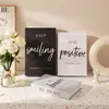 Decoração simples de livro falso em inglês preto, branco e cinza para decoração suave de casa, adereço de exibição, fundo popular para fotos, livro de simulação dobrável