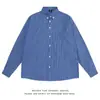 Camisa a Cuadros Bordada Estilo Retro Americano del Fabricante Original Azul Holgada a Cuadros Camisa Perezosa de Manga Larga Versátil Talla Grande