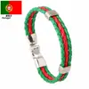 Pulsera caliente de imitación de cuero PU AliExpress punk Pulsera de cuero de color de bandera tejida Directo de fábrica