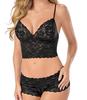 Aliexpress Europeu e Americano Sexy Renda Ligas Três Pontos Envolvente no Peito Push-Up Roupa Íntima Cintura Baixa Transparente Conjunto de Lingerie Sexy