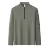 Camisa polo casual de manga larga, sudadera unisex de forro polar de alta calidad con cuello alto, camiseta versátil de color liso para deportes al aire libre