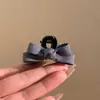 Pinza para el Cabello de Princesa con Lazo Gris Estilo Coreano, Tamaño Pequeño para Mujer, Pinza Retro de Flequillo de Gama Alta, Pasador Esponjoso