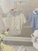 87029 Roupas de Casa Infantis, Cardigã de Algodão Classe A, Novo Estilo Verão 2026, Conjunto de Pijama Duas Peças Solto de Gaze de Algodão para Meninas