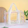 Bolsa de Armazenamento para Viagem de Verão 2025 Grande Capacidade PVC Rosa Branco Leitoso Rosa Claro para Piscina Praia Necessaire