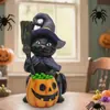 Figurinha de Gato Bruxo de Halloween para Festa de Halloween Decoração Adereços de Atmosfera Gato Criativo Resina