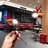 Ciervo de Navidad Cuerno Pinza para el Cabello Diadema Nuevo Cuerno Flocado Tocado Bola de Pelo Hongo de Navidad Pinza para el Cabello Evento Navideño Regalo