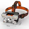 Faro transfronterizo de fábrica luz fuerte exterior carga LED linterna frontal brillante superbrillante lámpara para pesca nocturna minero