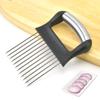 Soporte de aguja para cebolla de acero inoxidable 304 al por mayor, inserto para cebolla, suministros de cocina, tenedor para cebolla, corte de cebolla, aguja para carne de pino