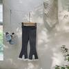 Calça Infantil 2026 Primavera Nova Roupa Infantil Coreana Estilo Coreano Renda de Tricô Renda Elástica Calça Flare para Meninas