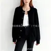 Diseño de Otoño e Invierno Cárdigan de Punto de Color Puro de un Solo Botón para Mujer Ropa Exterior Estilo Lazy Holgado Cuello Redondo Versátil